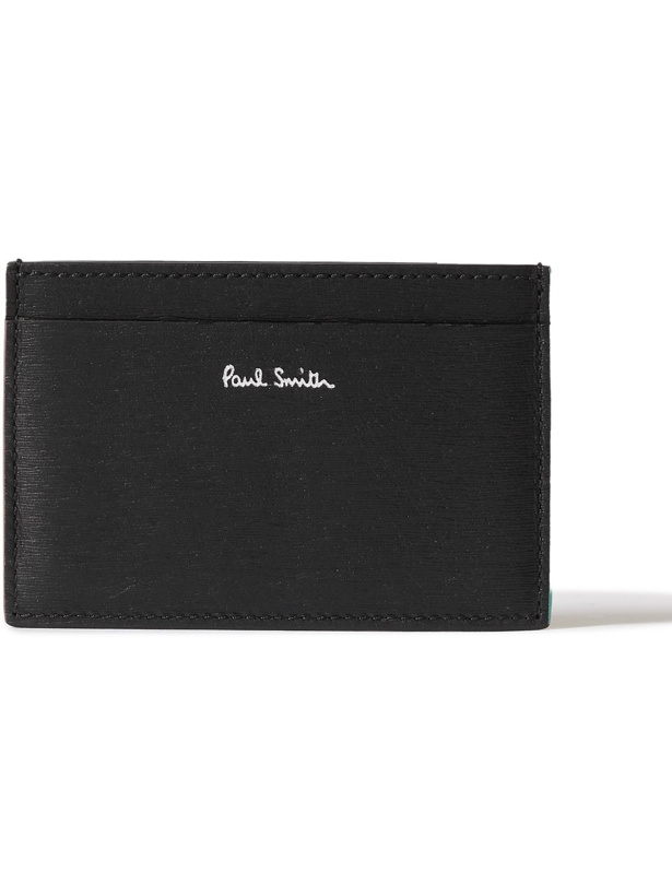 Photo: PAUL SMITH - Logo-Print Colour-Block Textured-Leather Cardholder