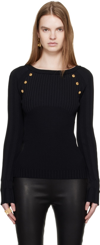 Photo: Balmain Black Knit Buttons Sweater