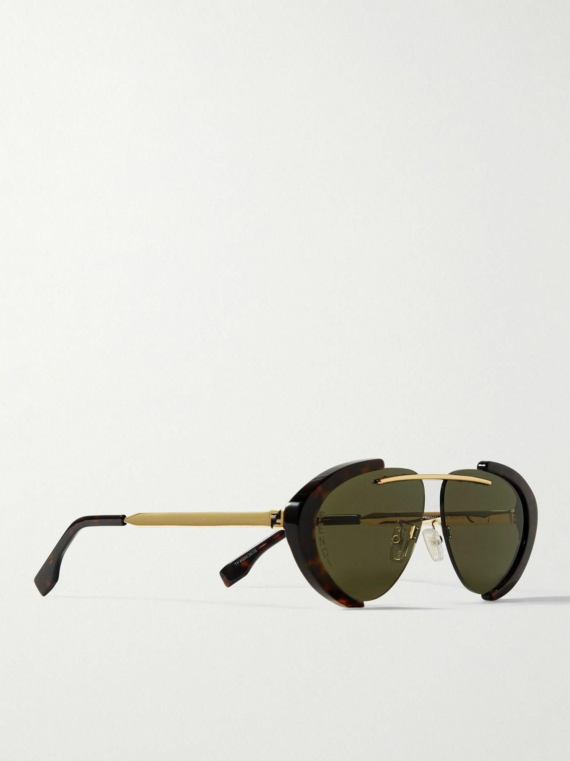 【FENDI】tortoiseshell アセテート and gold-tone サングラス Fendi - Oval-Frame Gold-Tone and Tortoiseshell Acetate