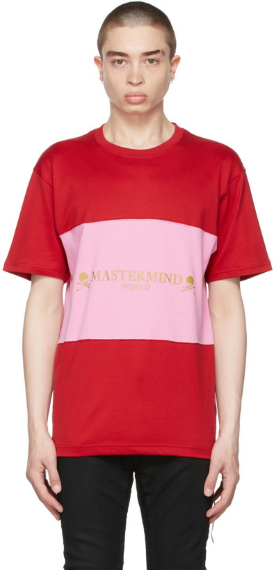 Photo: mastermind WORLD Red & Pink Horizontal T-Shirt