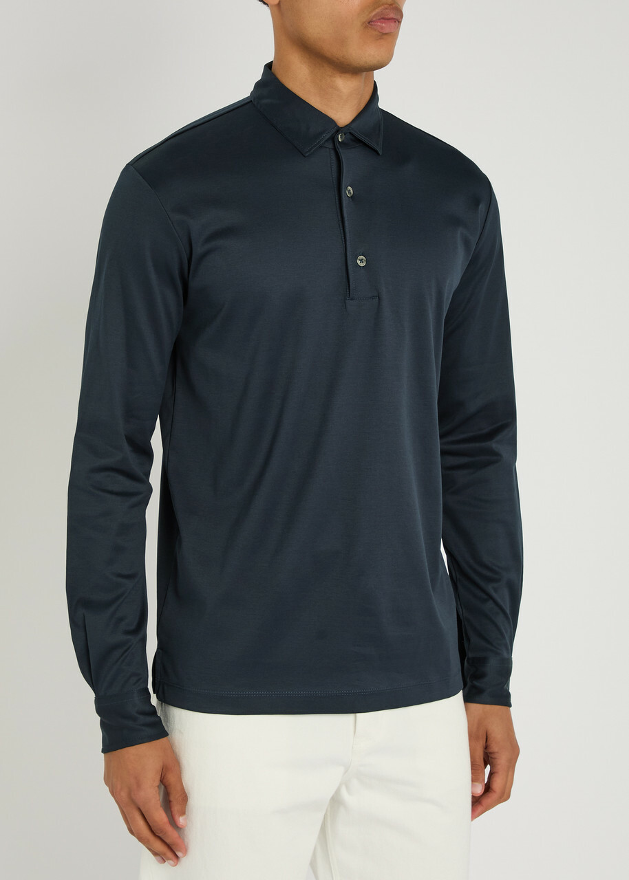 Aurélien Cotton-jersey Polo Shirt Navy