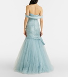 Marmar Halim Pleated off-shoulder bustier gown
