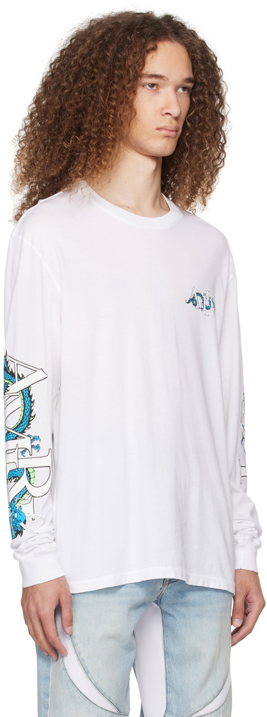 AMIRI White CNY Dragon Long Sleeve T-Shirt Amiri