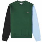 Lacoste Men's Colour Block Crew Sweat in Green/Black/Panorama