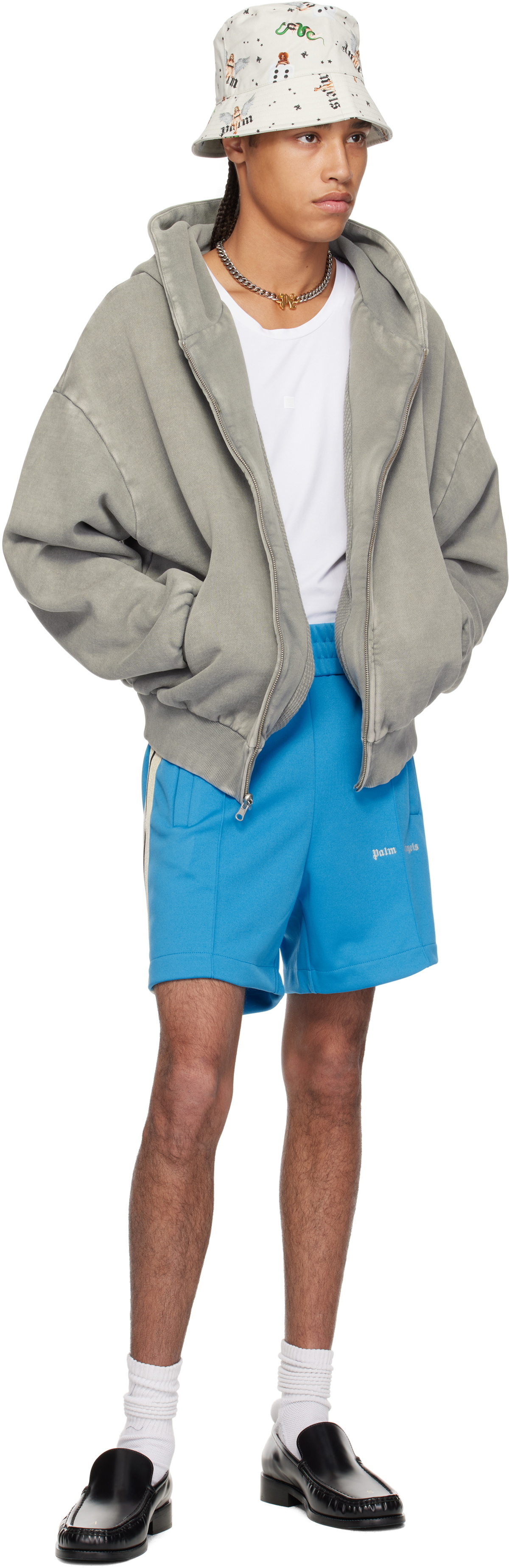 Palm Angels Blue Classic Logo Track Shorts