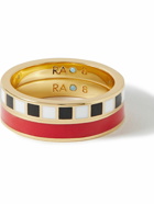 Roxanne Assoulin - Checked Cherry Set of Two Gold-Plated and Enamel Rings