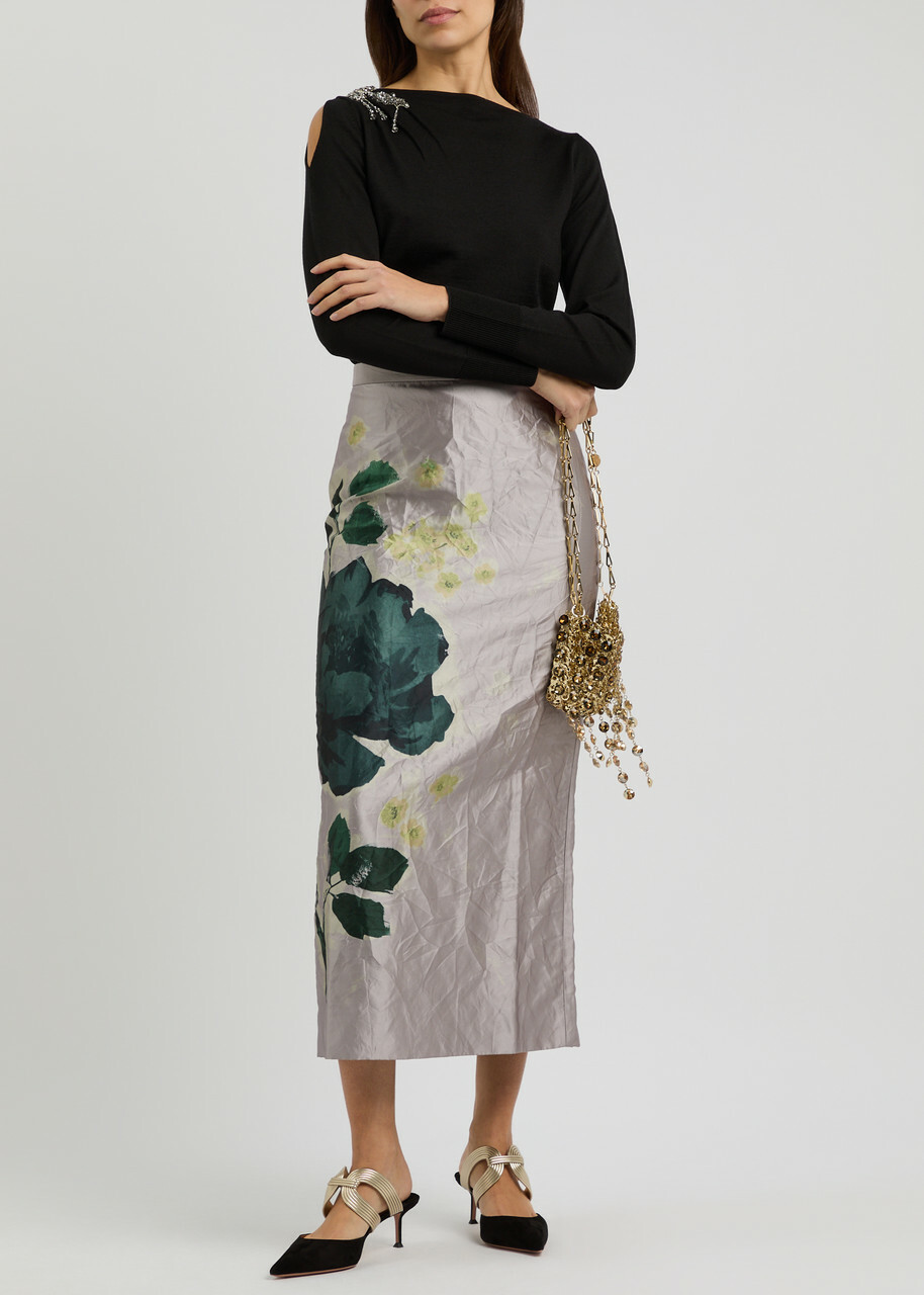 ERDEM Roselia Edith-Print Silk スカート Pencil Midi Skirt | Erdem.com – ERDEM