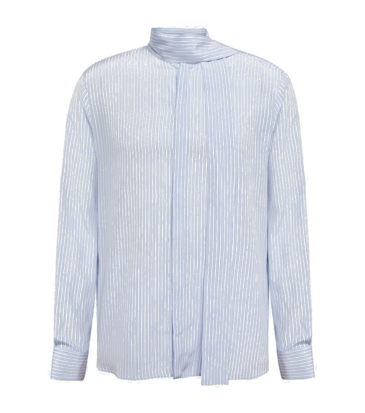 Photo: Valentino Self-tie pinstriped washed silk shirt