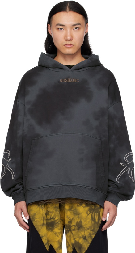 Photo: KUSIKOHC Blue Origami Destroyed Hoodie