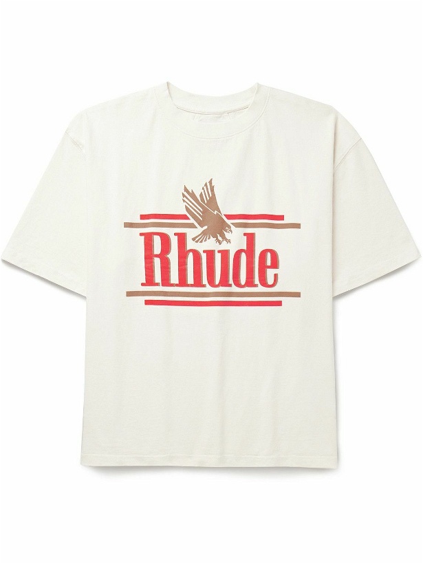 Photo: Rhude - Rossa Logo-Print Cotton-Jersey T-Shirt - White