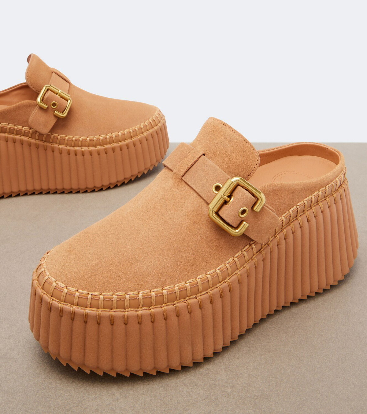 Chloé Nama leather platform mules