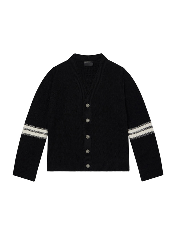 Photo: Enfants Riches Déprimés - Striped Cashmere Cardigan - Black