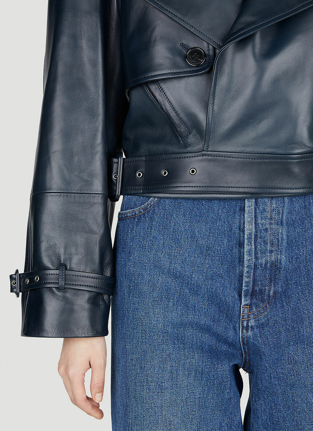 Saint laurent leather jacket with outlet patches