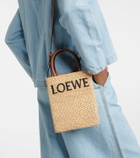 Loewe - Leather-trimmed raffia tote bag