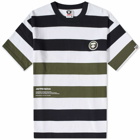 Men's AAPE Now Bold Stripe Badge T-Shirt in Black/White/Khaki