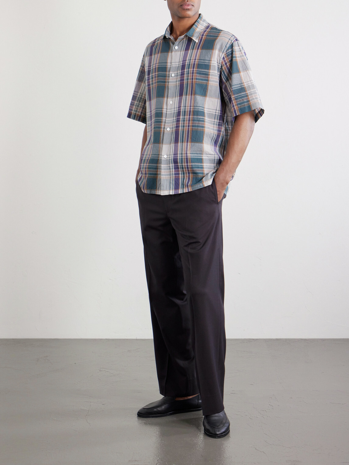 Kaptain Sunshine - Checked Cotton-Gauze Shirt - Green
