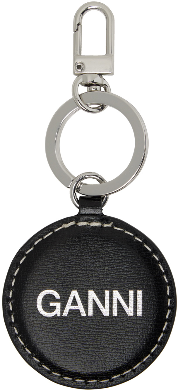 Ganni Bee-Print Recycled-leather Keychain - Yellow