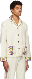 Bode Off-White Beaded Workwear Jacket