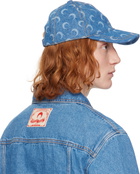 Marine Serre Blue Moon Laser Denim Baseball Cap