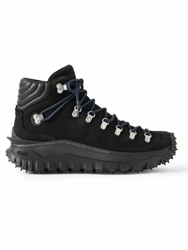 Photo: Moncler Genius - Fragment Trailgrip GORE-TEX™ Leather-Trimmed Nubuck Hiking Sneakers - Black