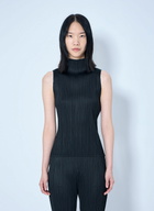 Pleats Please Issey Miyake Sleeveless Ribbed High-Neck Top