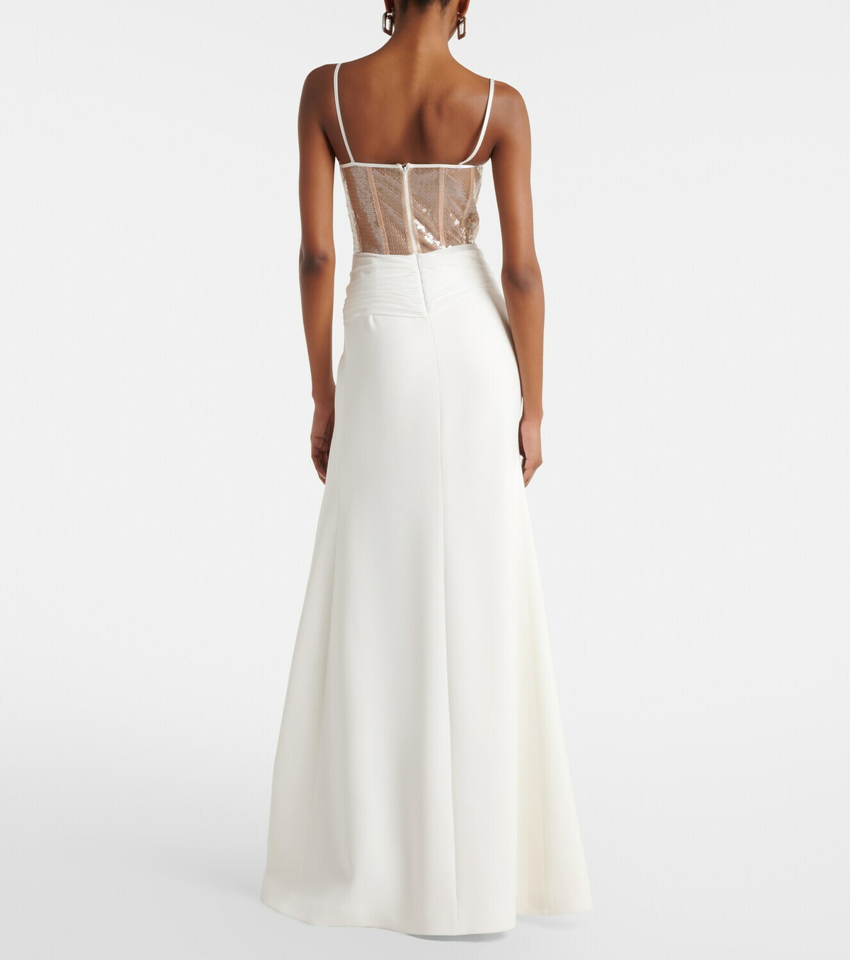 David Koma Floral-appliqué sequined bustier gown