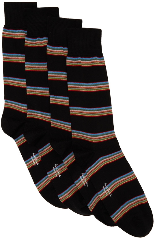 Photo: Paul Smith Three-Pack Black Stripe Socks