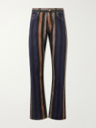 Versace - Straight-Leg Striped Jeans - Blue