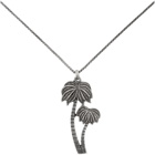 Saint Laurent Silver Palm Charm Pendant Necklace