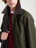 Bottega Veneta - Intrecciato Leather-Trimmed Cotton-Twill Blouson Jacket - Green