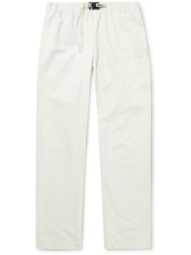 Photo: Abc. 123. - Straight-Leg Webbing-Trimmed Logo-Embroidered Cotton-Ripstop Trousers - White