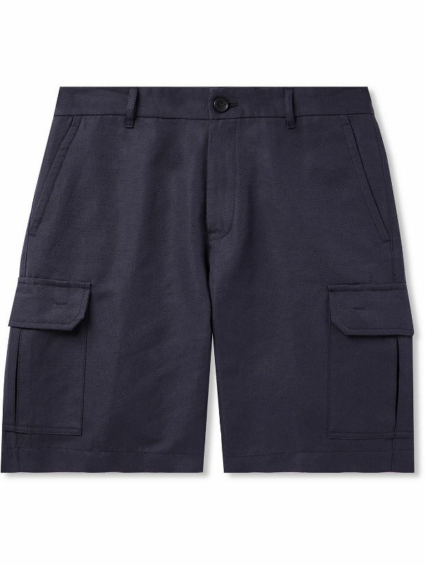 Photo: Loro Piana - Straight-Leg Cotton and Linen-Blend Cargo Shorts - Blue