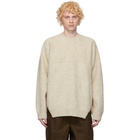 Jil Sander Off-White Wool V-Neck Sweater