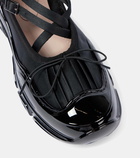 Simone Rocha Crystal Buckle Tracker leather-trimmed shoes