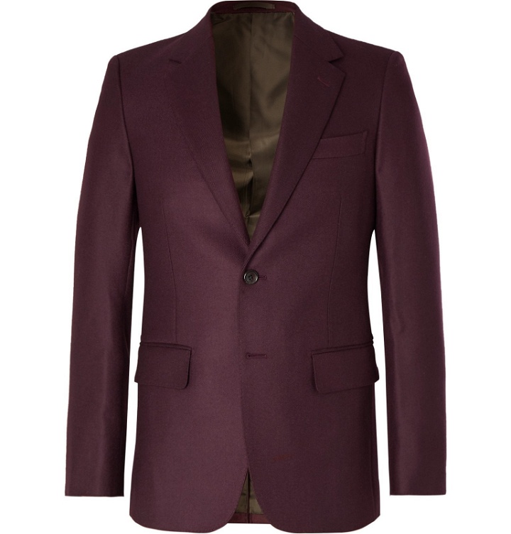 Photo: Wacko Maria - Burgundy Slim-Fit Wool-Twill Suit Jacket - Burgundy