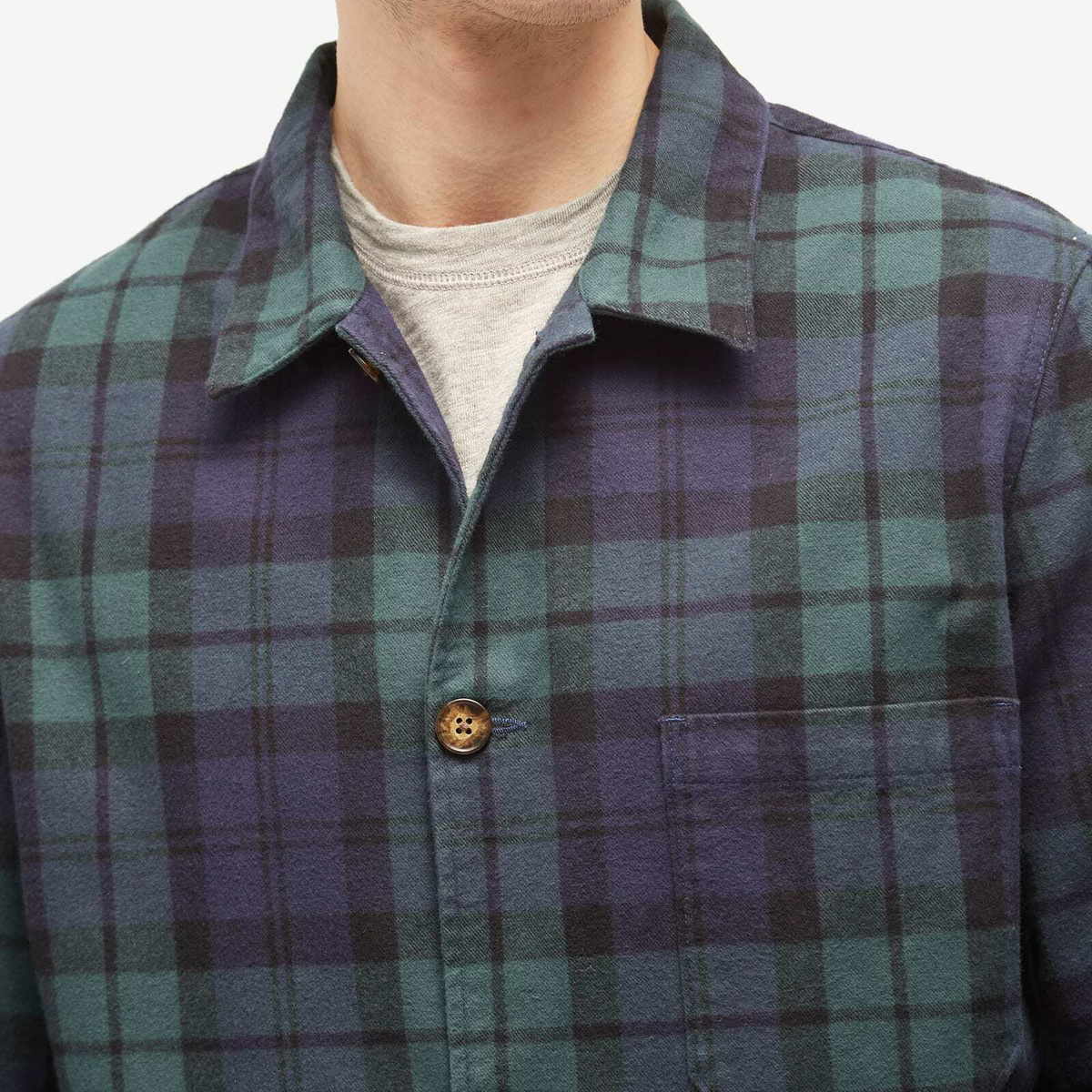 Portuguese Flannel Men's Labura Chore Jacket in Black Watch Portuguese