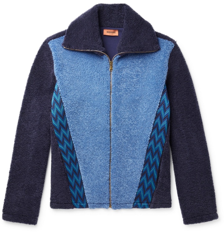 Photo: Missoni - Embroidered Colour-Block Fleece Jacket - Blue
