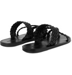 SAINT LAURENT - Neil Braided Leather Sandals - Black