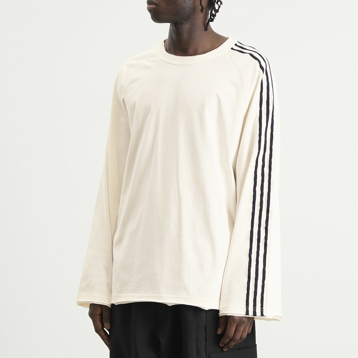 Y-3 Men's Distressed Long Sleeve T-Shirt in Beige