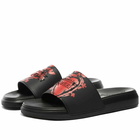 Alexander McQueen Men's Heart Logo Pool Slide in Black/Lust Red