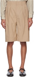 LEMAIRE Beige Pleated Bermuda Shorts