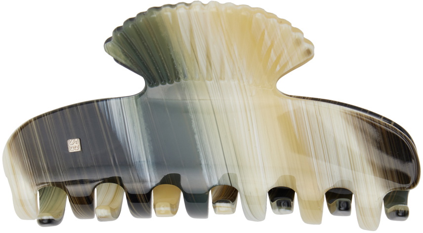 Sophie Buhai Black & Off-White Small Fan Shell Claw Hair Clip
