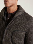 RRL - Shawl-Collar Jacquard-Knit Wool and Cashmere-Blend Cardigan - Brown