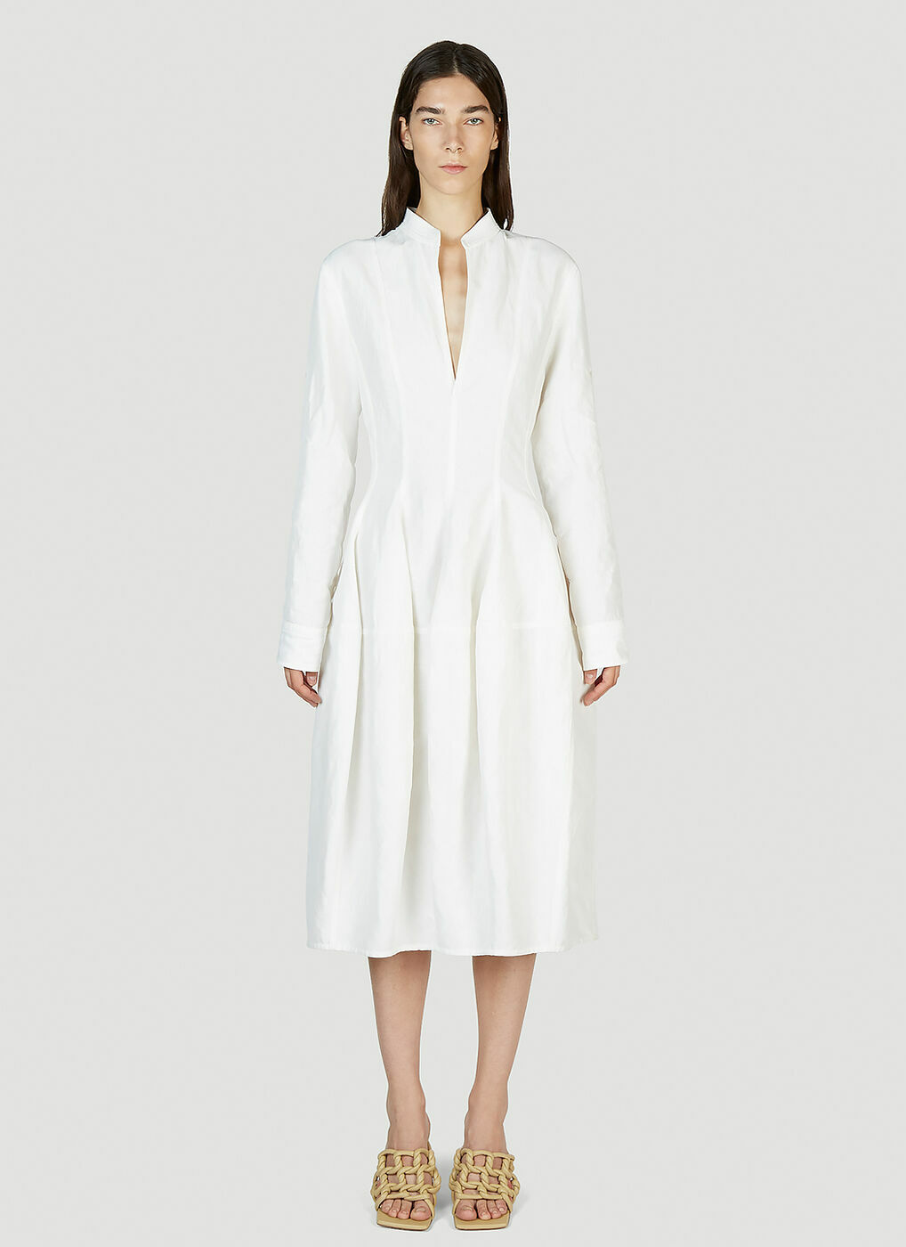 Bottega Veneta - Shirt Dress in White Bottega Veneta