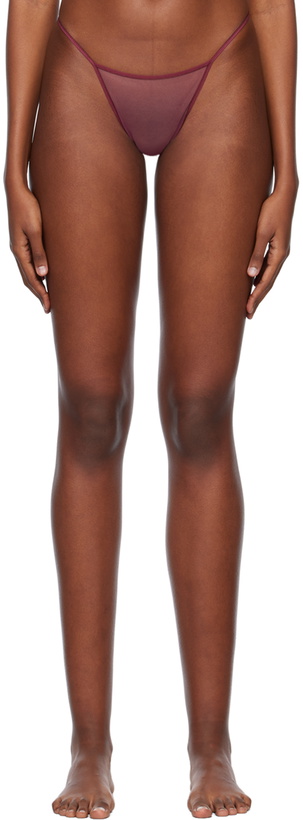 Photo: Nensi Dojaka Burgundy Sheer Briefs