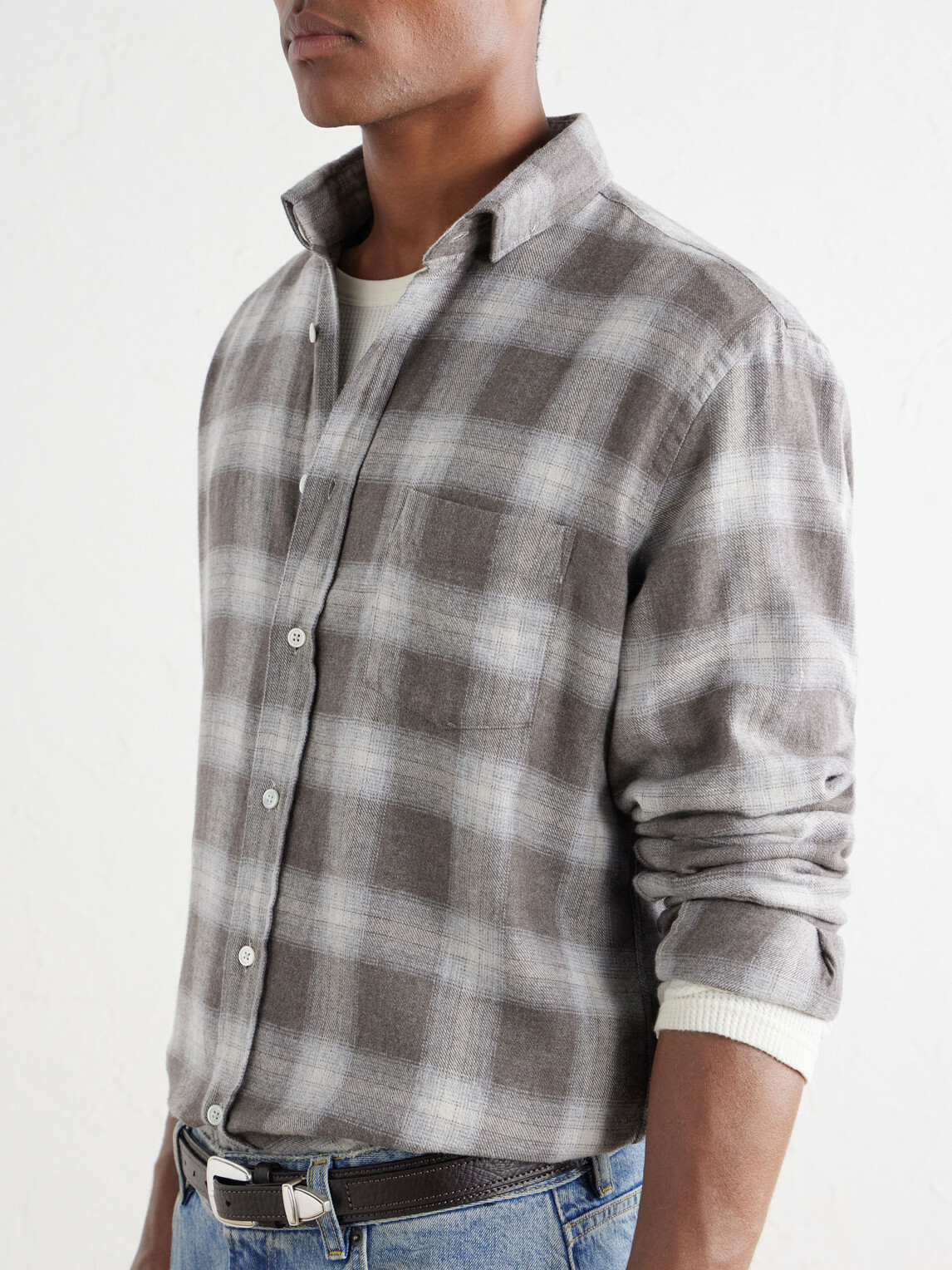 Hartford - Paul Checked Cotton and Lyocell-Blend Flannel Shirt - Brown