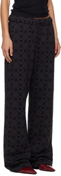 Marine Serre Black Moonogram Flocked Fleece Sweatpants