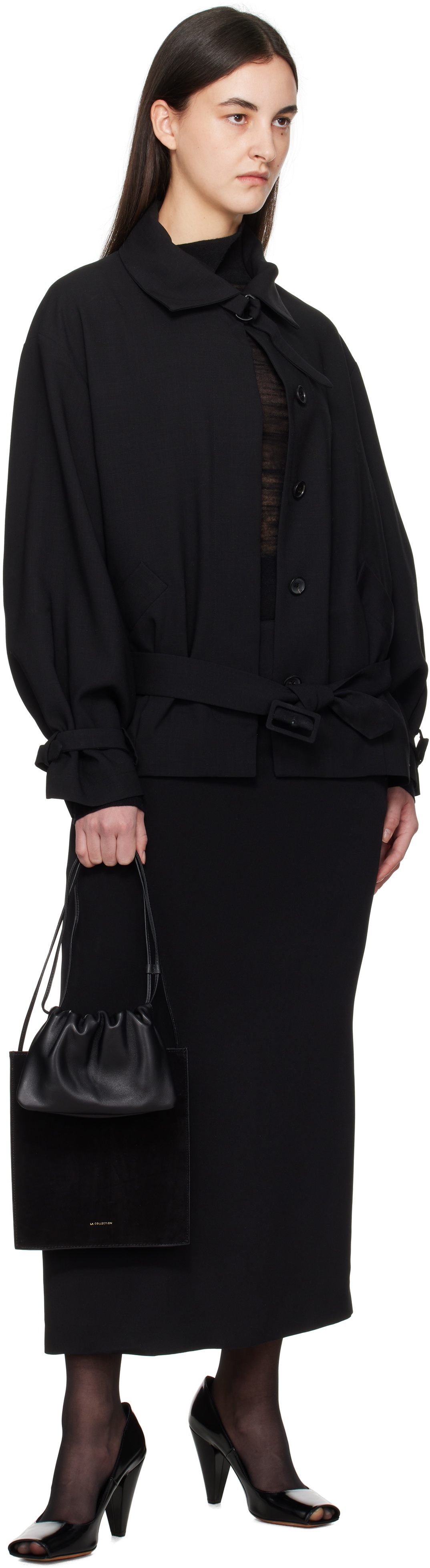 La Collection Black Alvida Midi Skirt