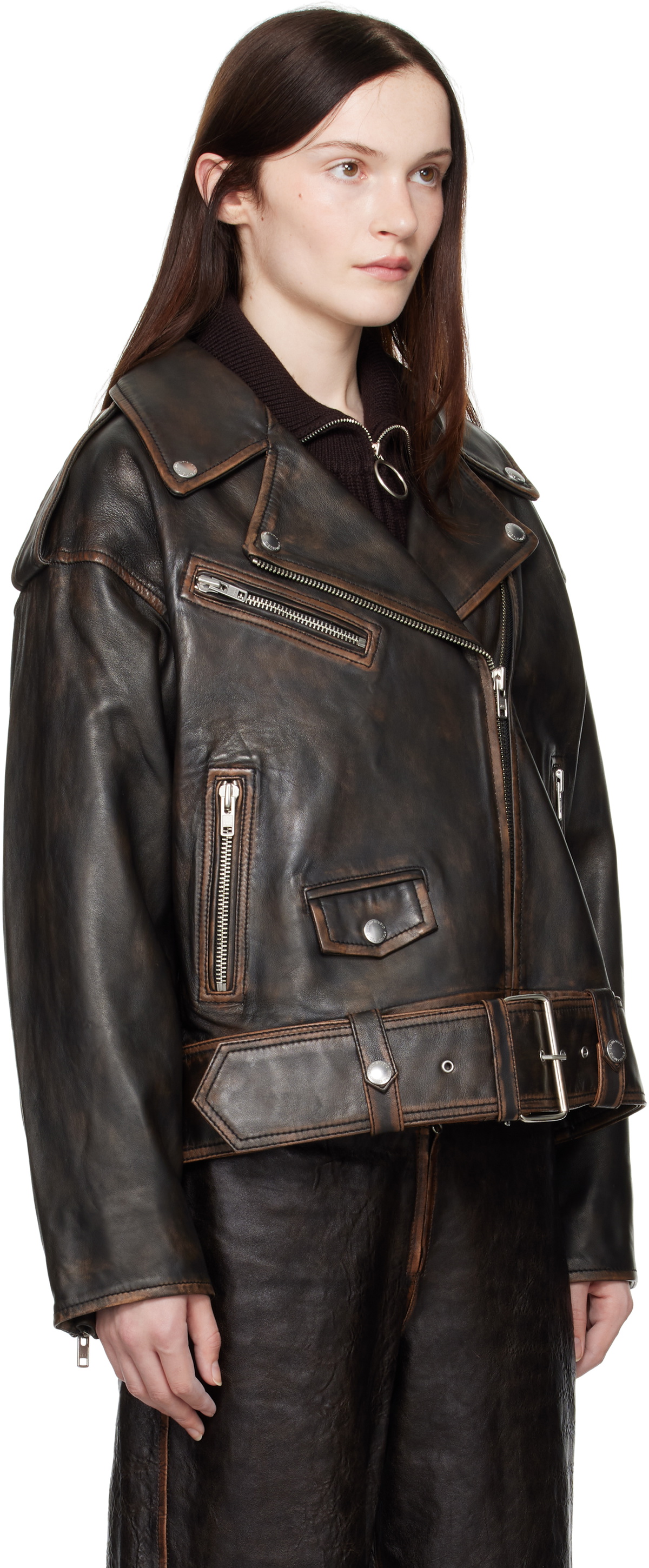 Stand Studio Black Isobelle Biker Leather Jacket