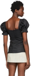 Wandering Black Ramie Empire Waist Blouse